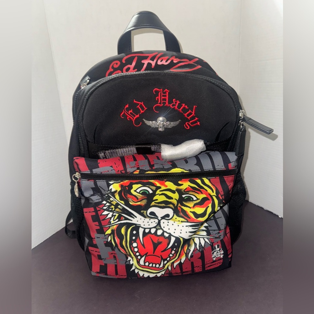 Ed Hardy Men or ladies  Backpack with Black and Red Tiger Design BNWT